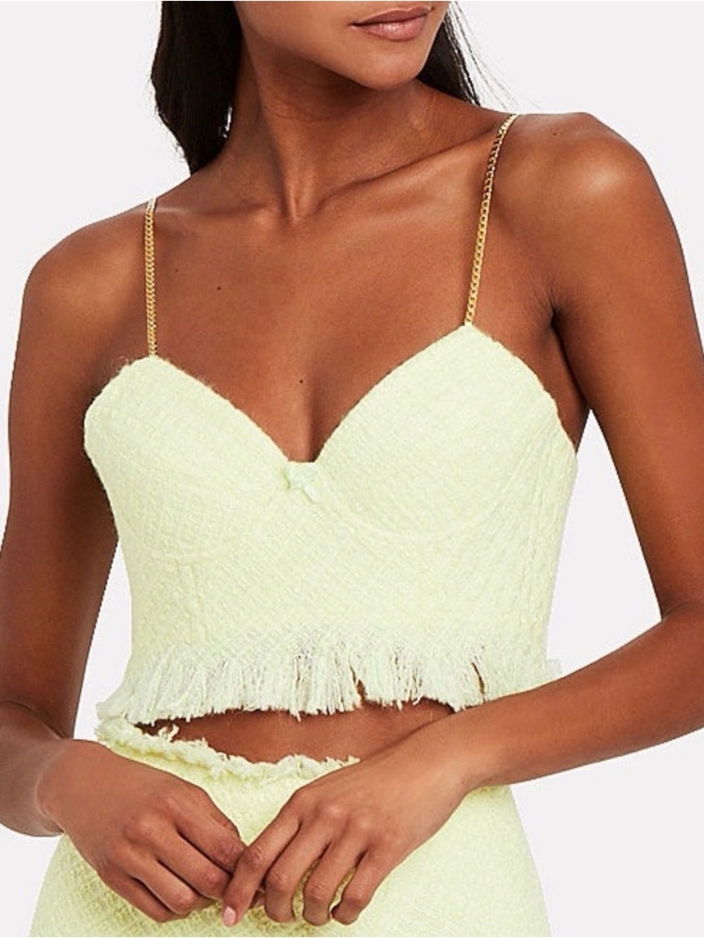 ALEXANDER WANG Tweed Chain Strap Bra Bustier Top - Highlighter - NWT - Size 2 - Picture 5 of 16